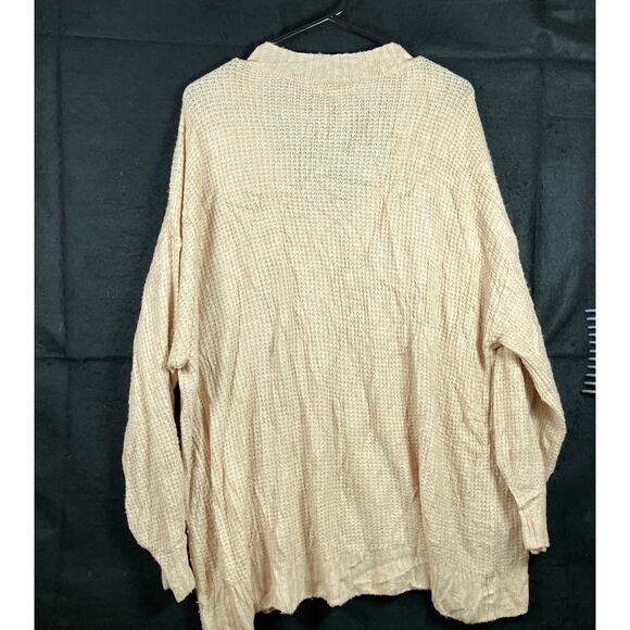American Eagle Womens Sweater Beige V Neck Oversized Knit Stretch Large - Picture 10 of 12